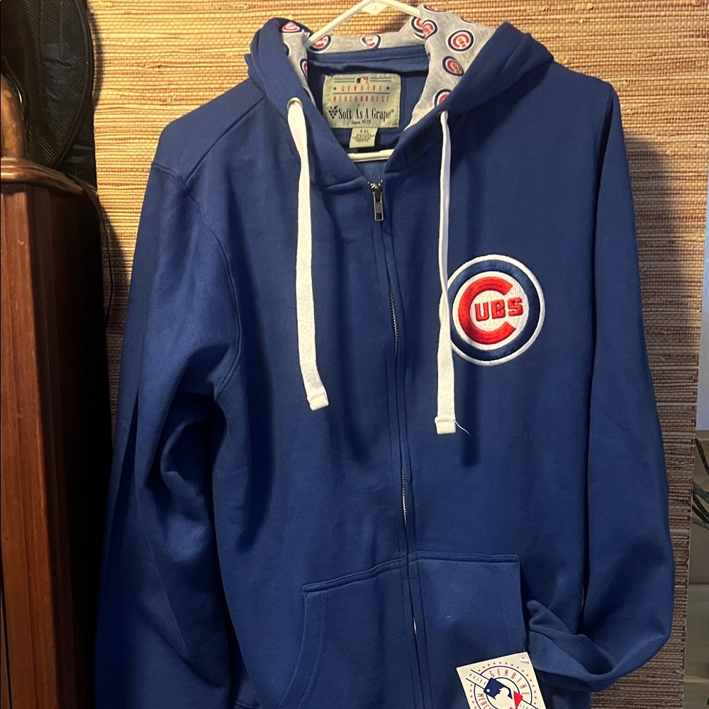 Genuine Merchandise Chicago Cubs Royal Blue Zip Hoodie with White Drawstrings